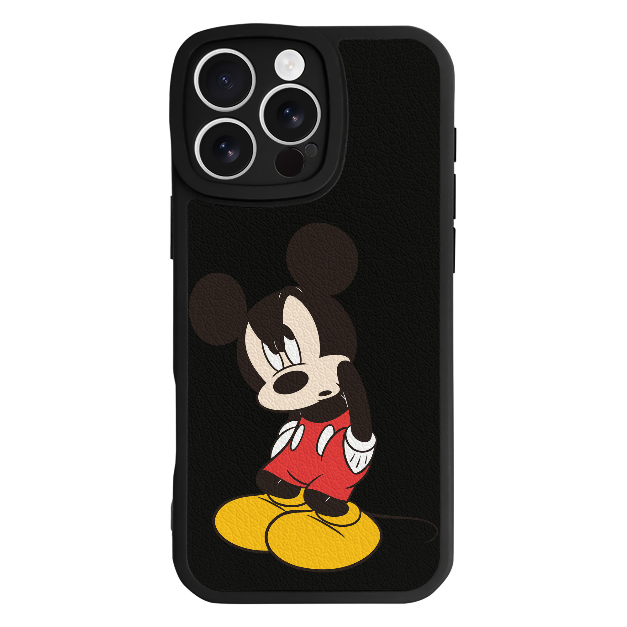 （画像用） ミッキーマウス Mickey Mouse 【iPhone 16シリーズ対応】シリコンスマホケース（レザー調） 材質：シリコン